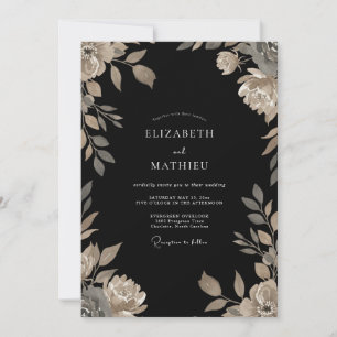 Black Champagne Vine Wedding Invitation