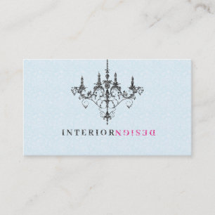 Black Chandelier Blue Background Interior Design Business Card