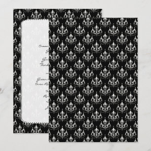 Black Chandelier Damask Wedding Menu