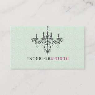 Black Chandelier Green Background Interior Design Business Card