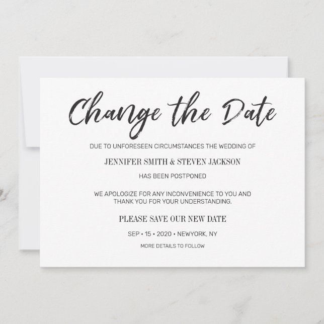 Black Change the Date Postponed Announcement (Front)