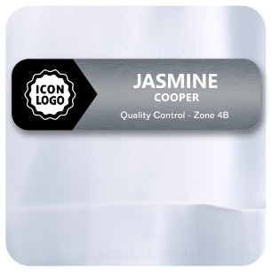 Black Charcoal Chevron Business Logo Employee ID  Name Tag