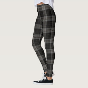 Black Charcoal Grey Tartan Plaid Leggings