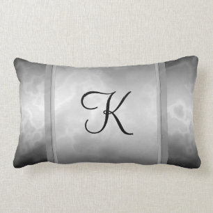 Black Charcoal Marble Personalized Lumbar Pillow