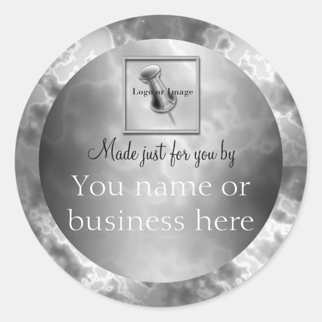 Black Charcoal Marble personalized Round Classic Round Sticker (Front)