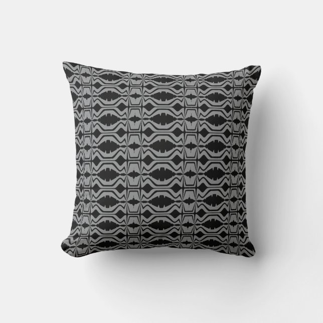 Black Charcoal Sound Wave Design Large Tiles Throw Pillow (Front)