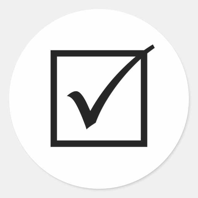 Black Checkbox Classic Round Sticker (Front)