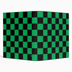 Black checkers on green background binder