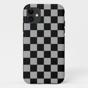 Black checkers on grey background iPhone 11 case