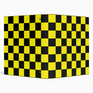 Black checkers on yellow background binder