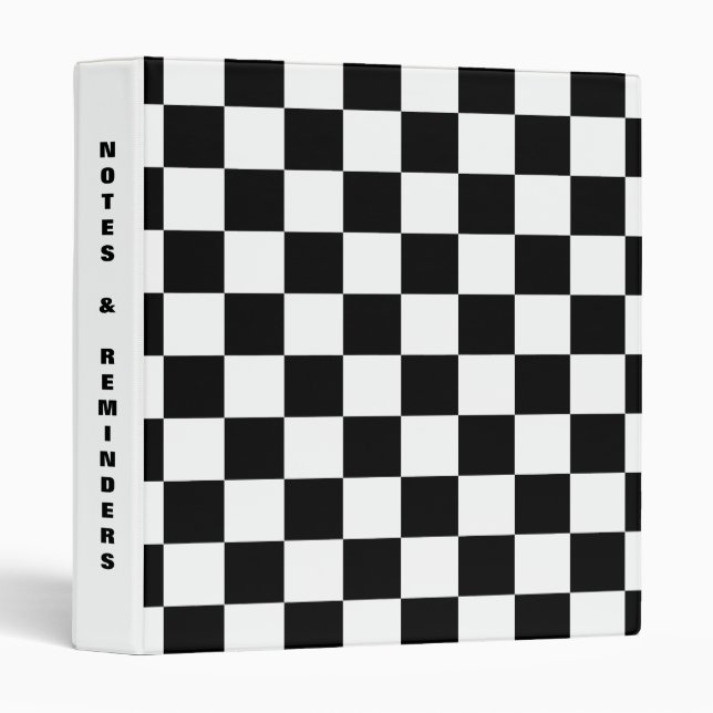 Black Checkers White Spine Template Binder (Front/Spine)