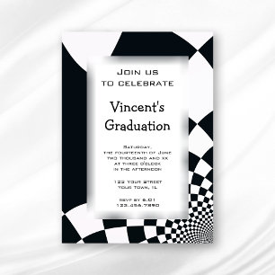 Black Checks Graduation Party Invitation
