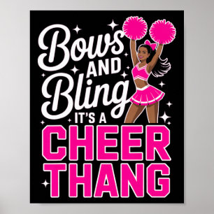 Black Cheerleader Bows Cheer Melanin Cheerleading Poster