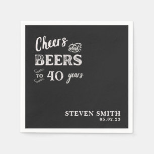 Black Cheers and Beers Funny Forty 40th Birthday Napkin