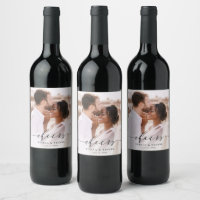 Black Cheers Elegant Calligraphy Wedding Photo 