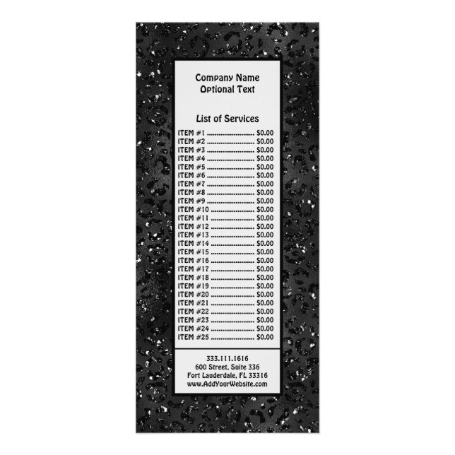 Black Cheetah Leopard Skin Print Pattern Animal Rack Card (Front)