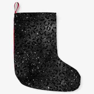 Black Cheetah Leopard Skin Print Pattern Animal Small Christmas Stocking