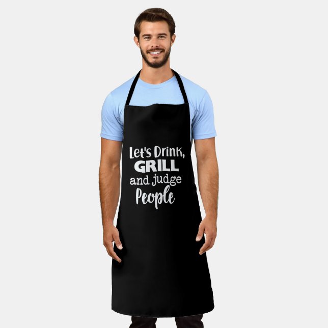 Black Chef Dad Apron - Personalized Grill Gift (Worn)