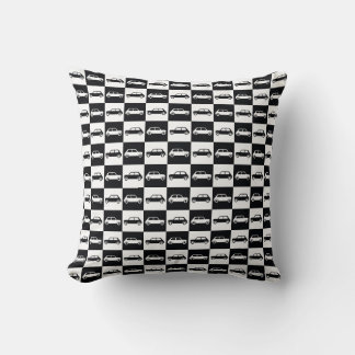 Black Chequerboard Mini Cooper Throw Pillow