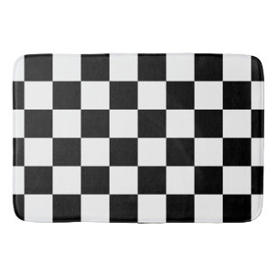 Black Chequered Bath Mat