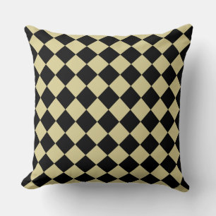 Black Chequered Diamond Pattern Throw Pillow