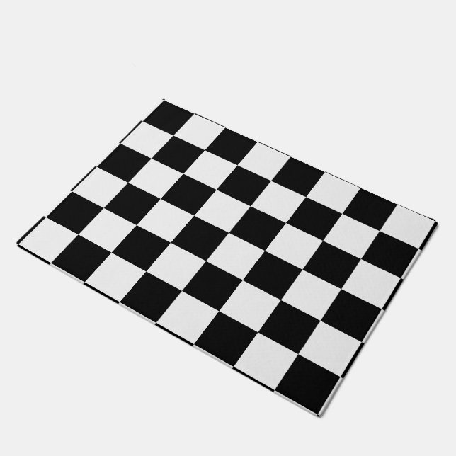 Black Chequered Doormat (Angled)