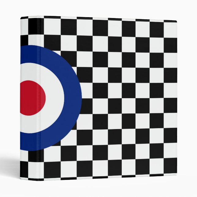 Black Chequered Mod Racing Pattern Binder (Front/Spine)