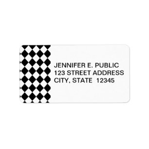 Black Chequered Mod Racing Pattern Label