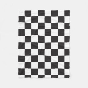 Black Chequered Pattern Fleece Blanket