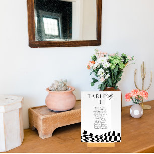 Black chequered pattern Wedding Seating Plan Card  Acrylic Sign
