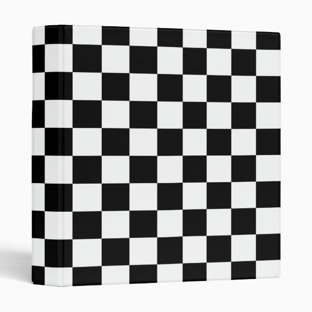 Black Chequered Racing Pattern Speedway Checkers Binder (Front/Spine)