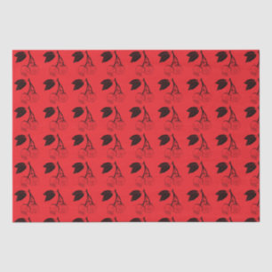 Black Cherries on Red  Tissue Paper