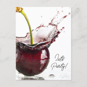 Black Cherry Party Invitation Postcard
