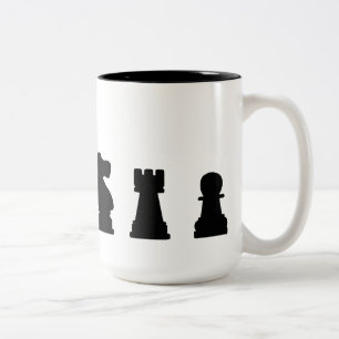 Black chess pieces on white Two-Tone coffee mug