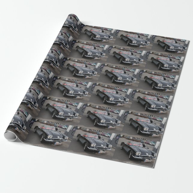 Black Chevrolet Corvette Stingray Wrapping Paper (Unrolled)