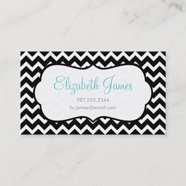 Black Chevron Business Card (Front)