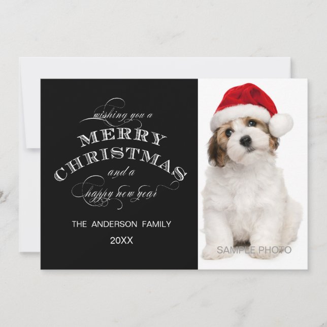 BLACK CHEVRON CHRISTMAS PHOTO CARD (Front)