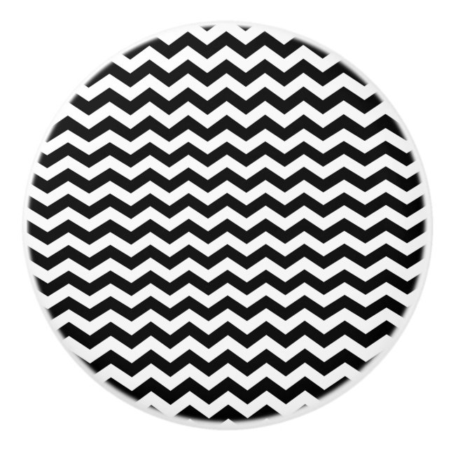Black Chevron Design - Drawer Knob (Front)