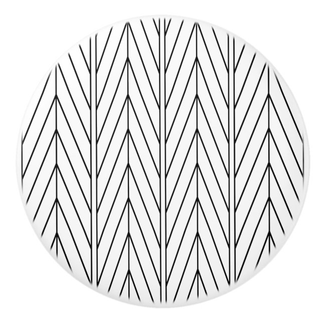 Black Chevron Design - Drawer Knob (Front)