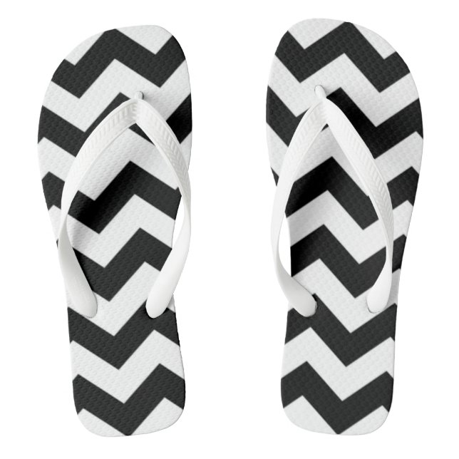Black Chevron Flip Flops (Footbed)