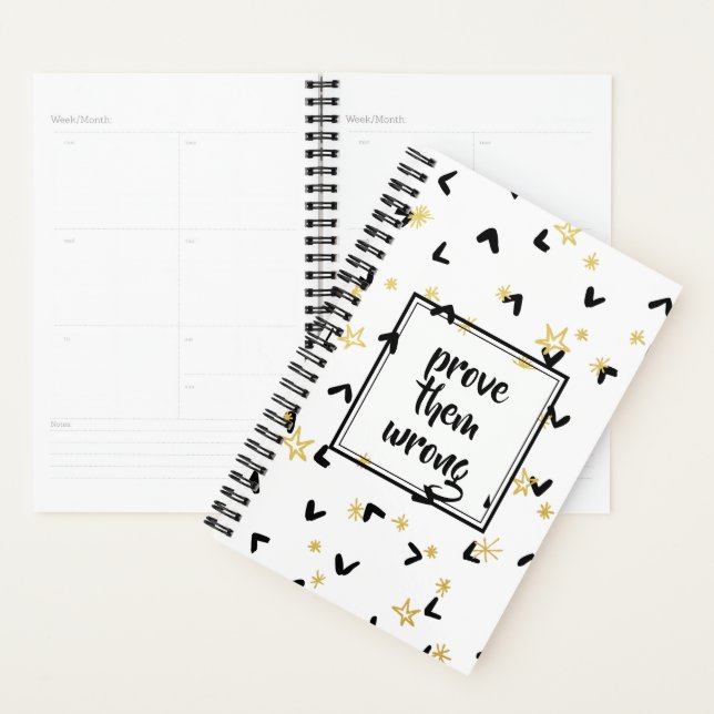 Black Chevron Gold Stars Prove Them Wrong Planner (Display)