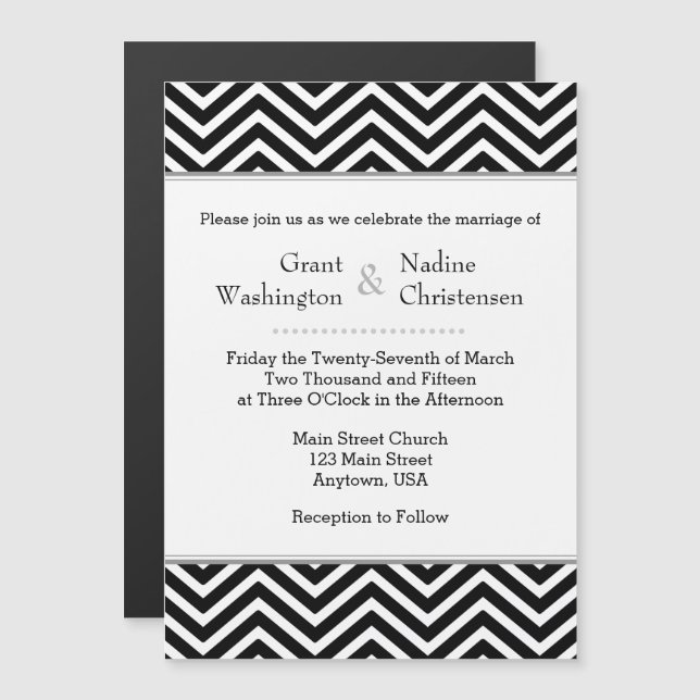 Black Chevron Magnetic Wedding Invitation (Front/Back)