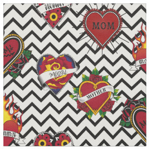 Black Chevron Mom Tattoo Fabric 