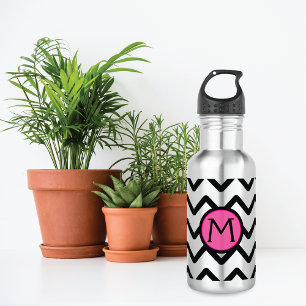 Black Chevron Monogram 532 Ml Water Bottle