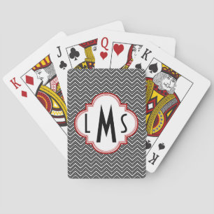 Black Chevron Monogram Playing Cards