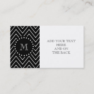 Black Chevron Pattern   Black Monogram Business Card