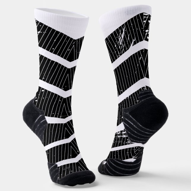 Black Chevron Pattern Socks (Angled)