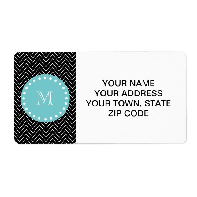 Black Chevron Pattern | Teal Monogram (Front)
