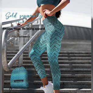 Black Chevron pattern with Gradient Blue Leggings