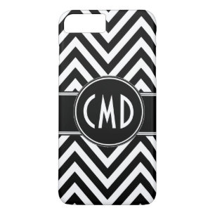 BLACK CHEVRON PATTERN YOUR MONOGRAM INITIALS Case-Mate iPhone CASE